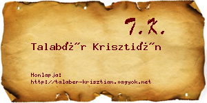 Talabér Krisztián névjegykártya